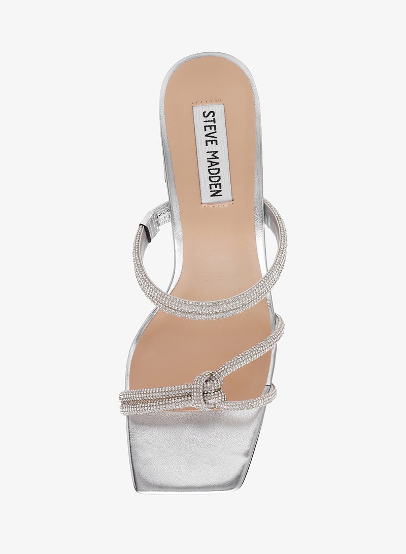 STEVE MADDEN Shimmer Sandals with Rhinestone Embellishment - Image 4